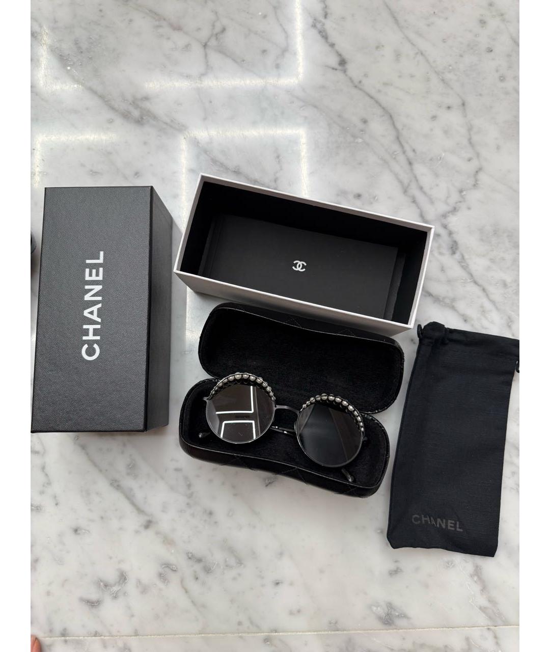 CHANEL Черные металлические солнцезащитные очки, фото 4