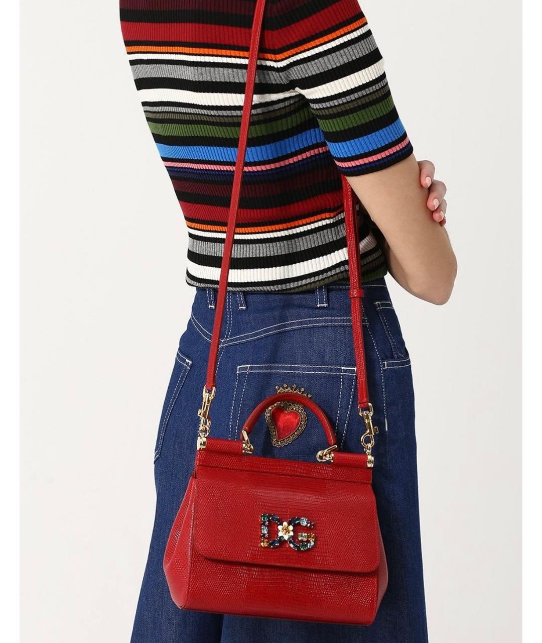 DOLCE&GABBANA Красная кожаная сумка через плечо, фото 6