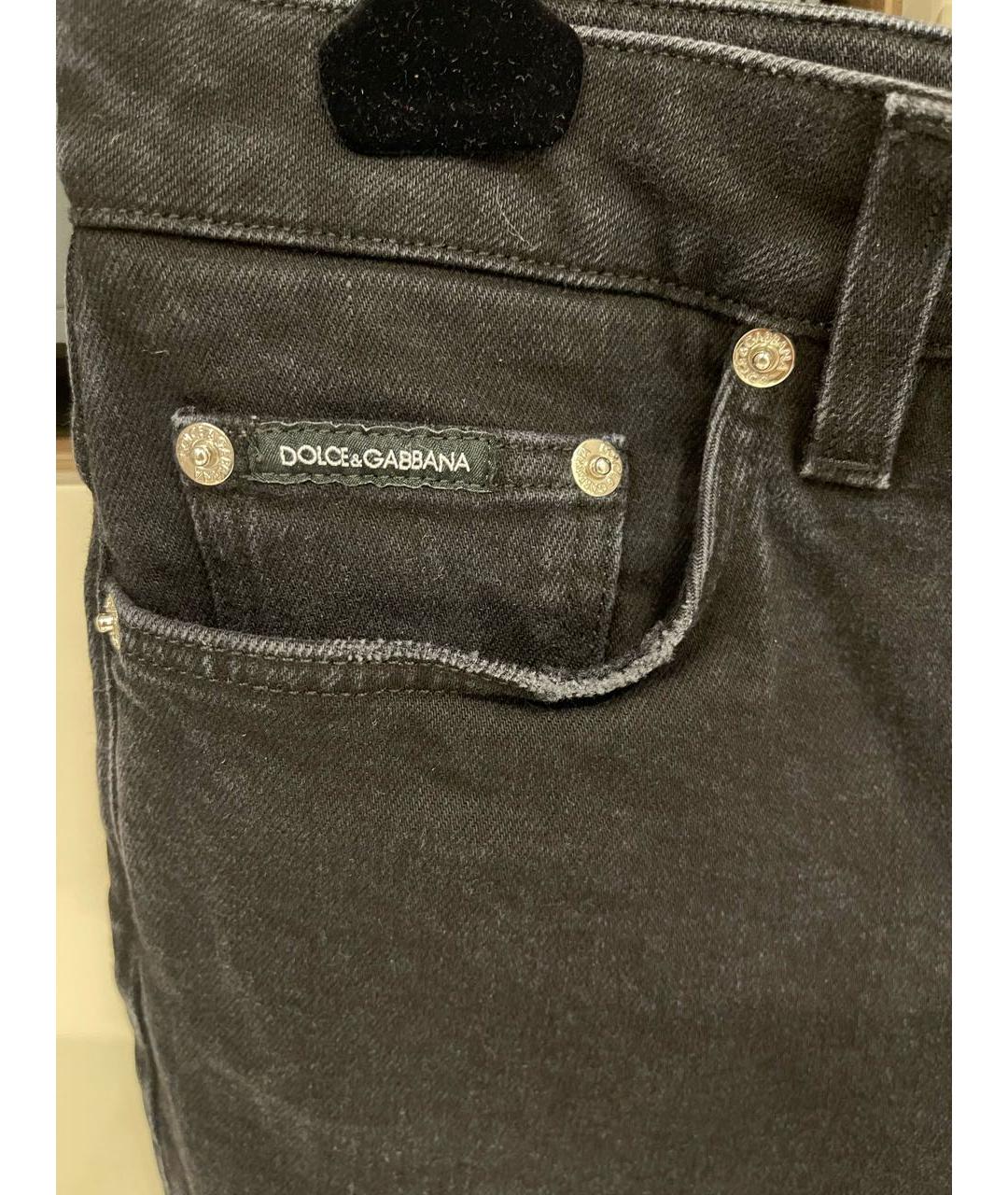 DOLCE&GABBANA Черные хлопковые прямые джинсы, фото 4
