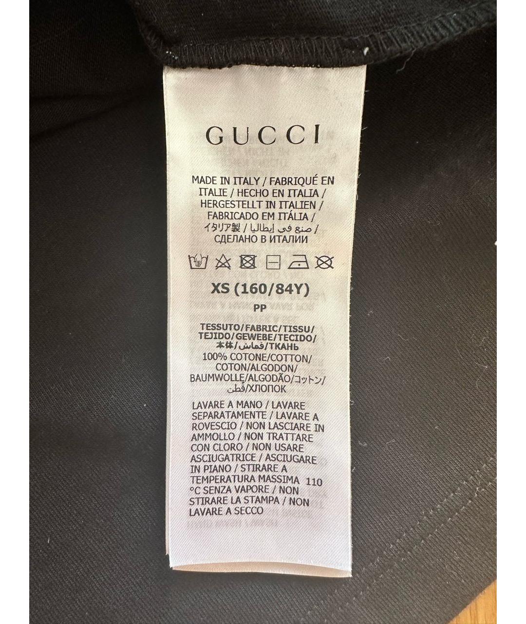 GUCCI Черная хлопковая футболка, фото 4