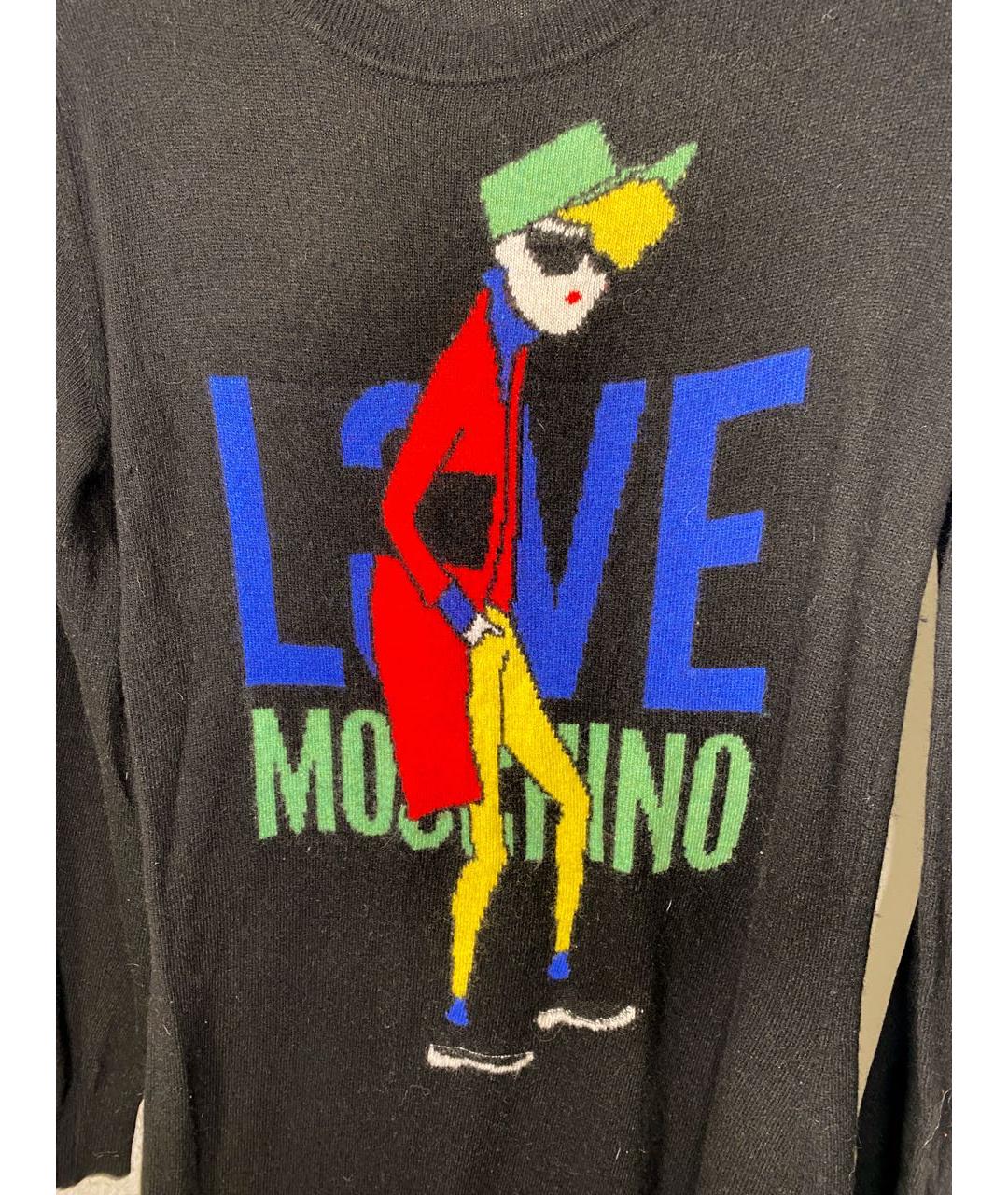 LOVE MOSCHINO Черное шерстяное повседневное платье, фото 3