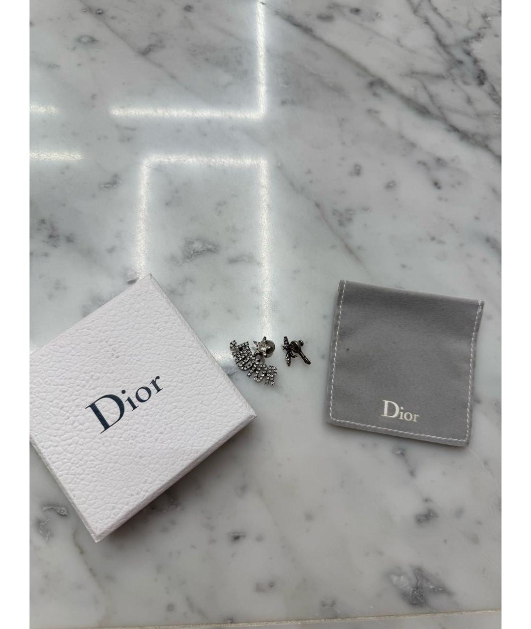 CHRISTIAN DIOR Антрацитовые металлические серьги, фото 3