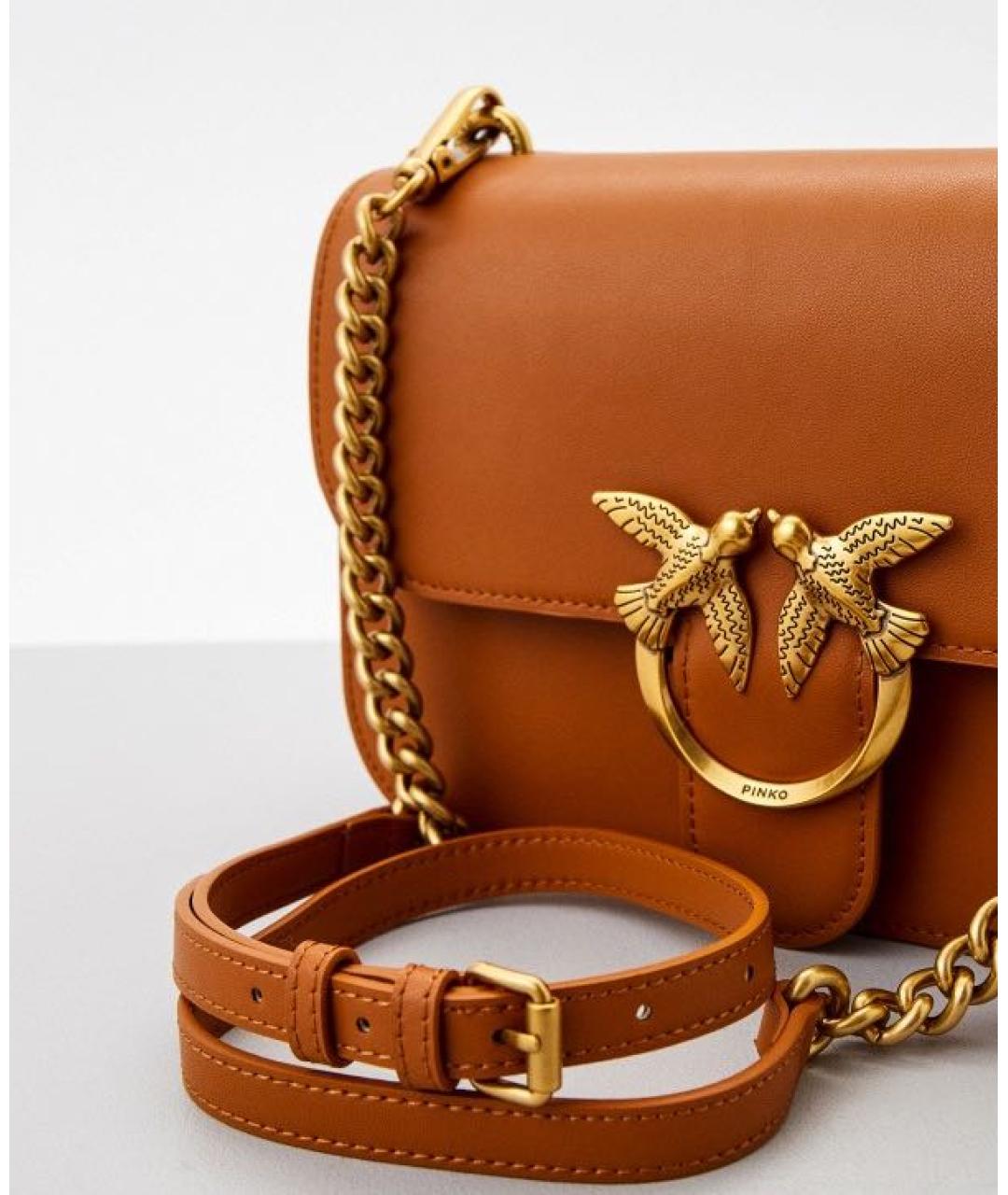PINKO Коричневая кожаная сумка через плечо, фото 3