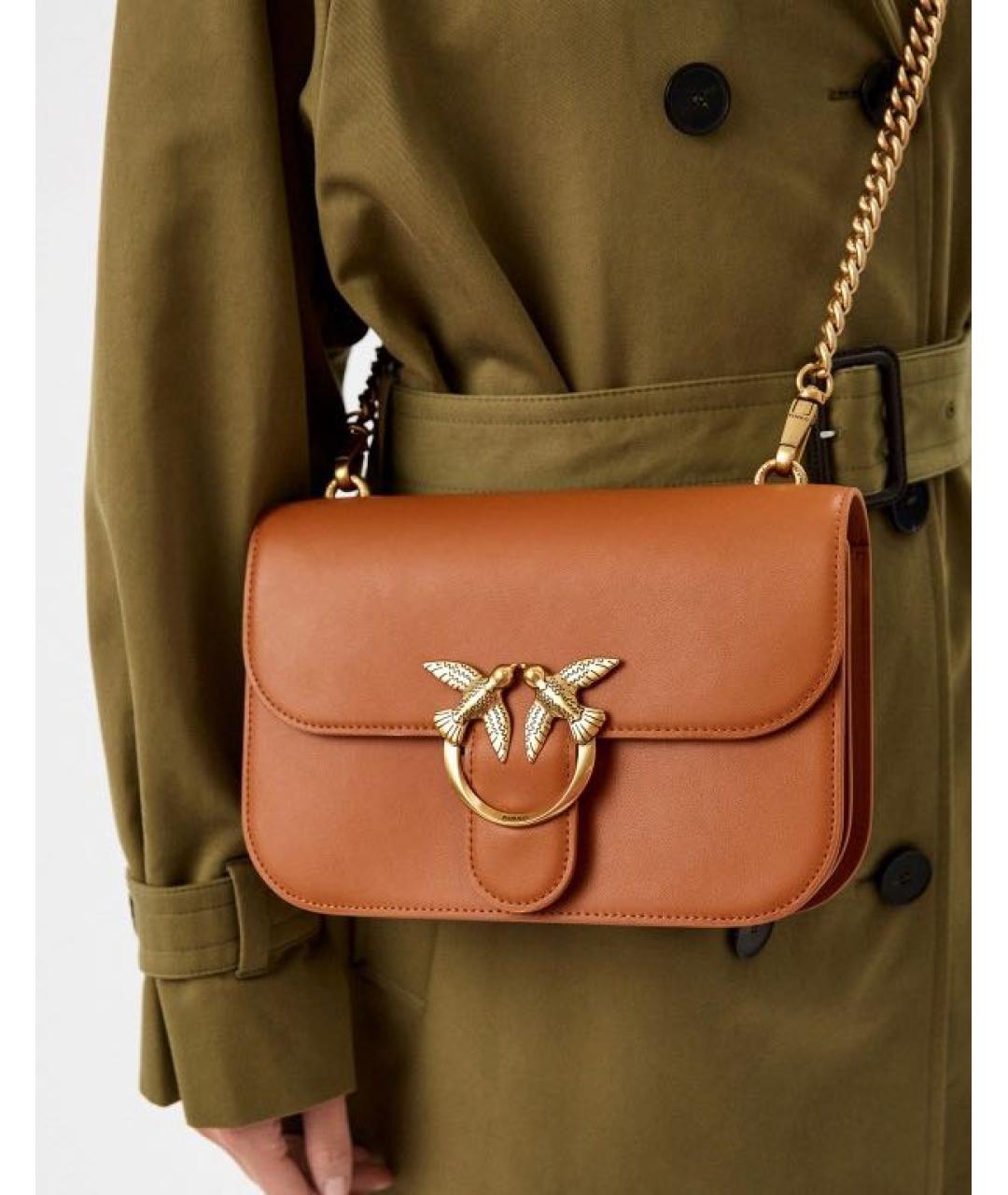 PINKO Коричневая кожаная сумка через плечо, фото 5