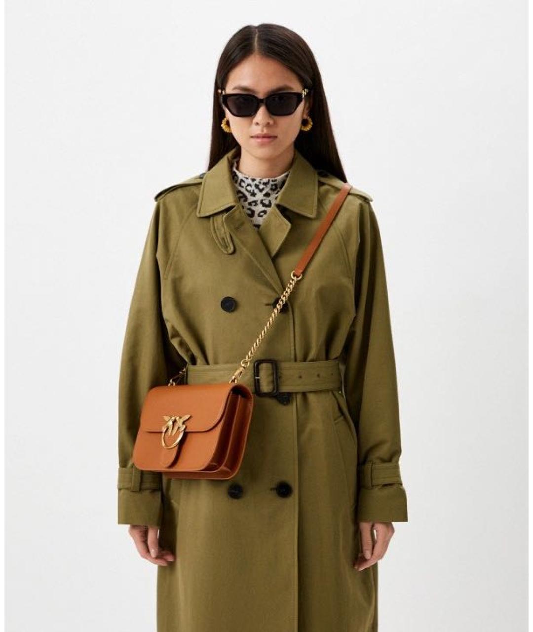 PINKO Коричневая кожаная сумка через плечо, фото 6