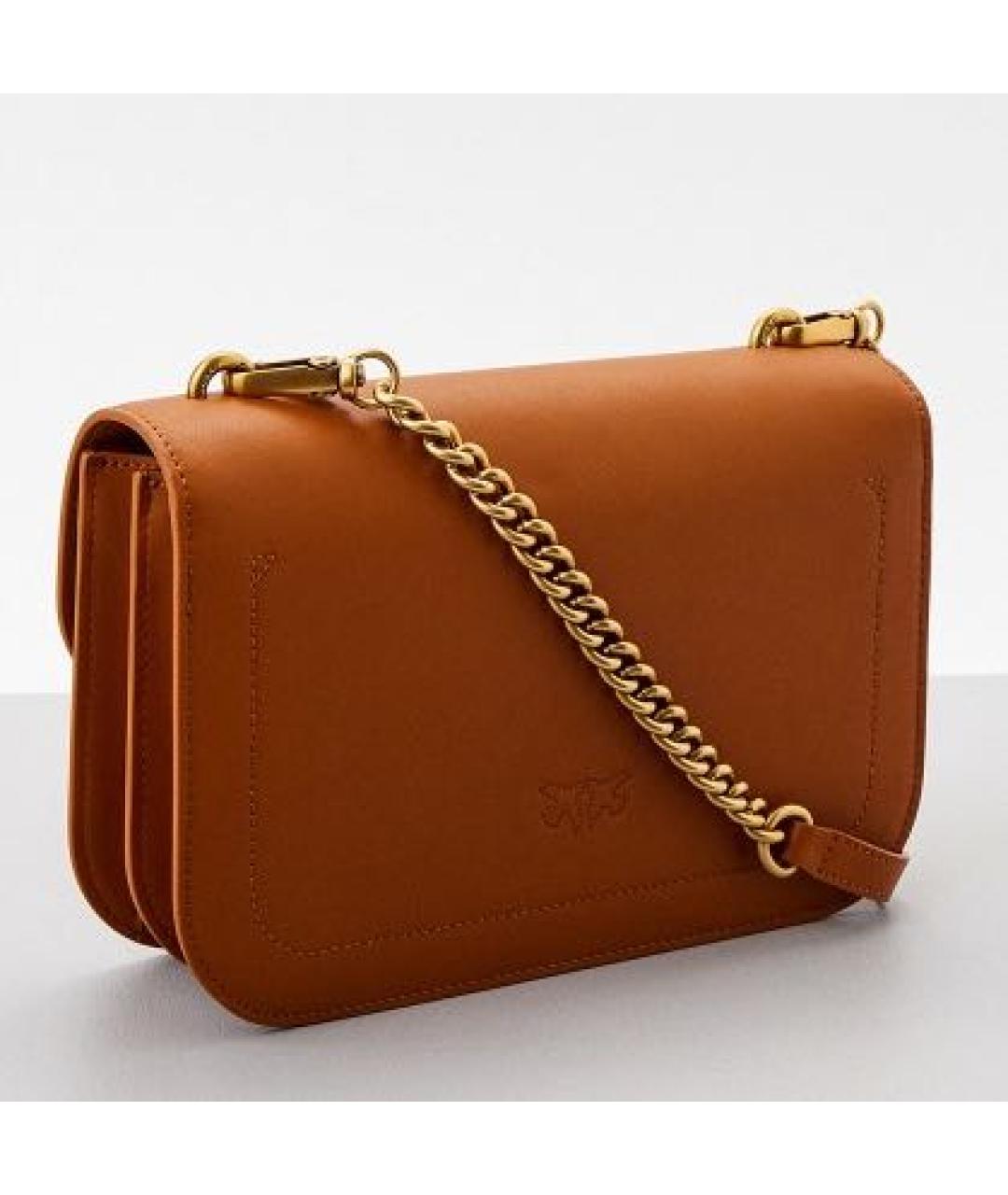 PINKO Коричневая кожаная сумка через плечо, фото 2