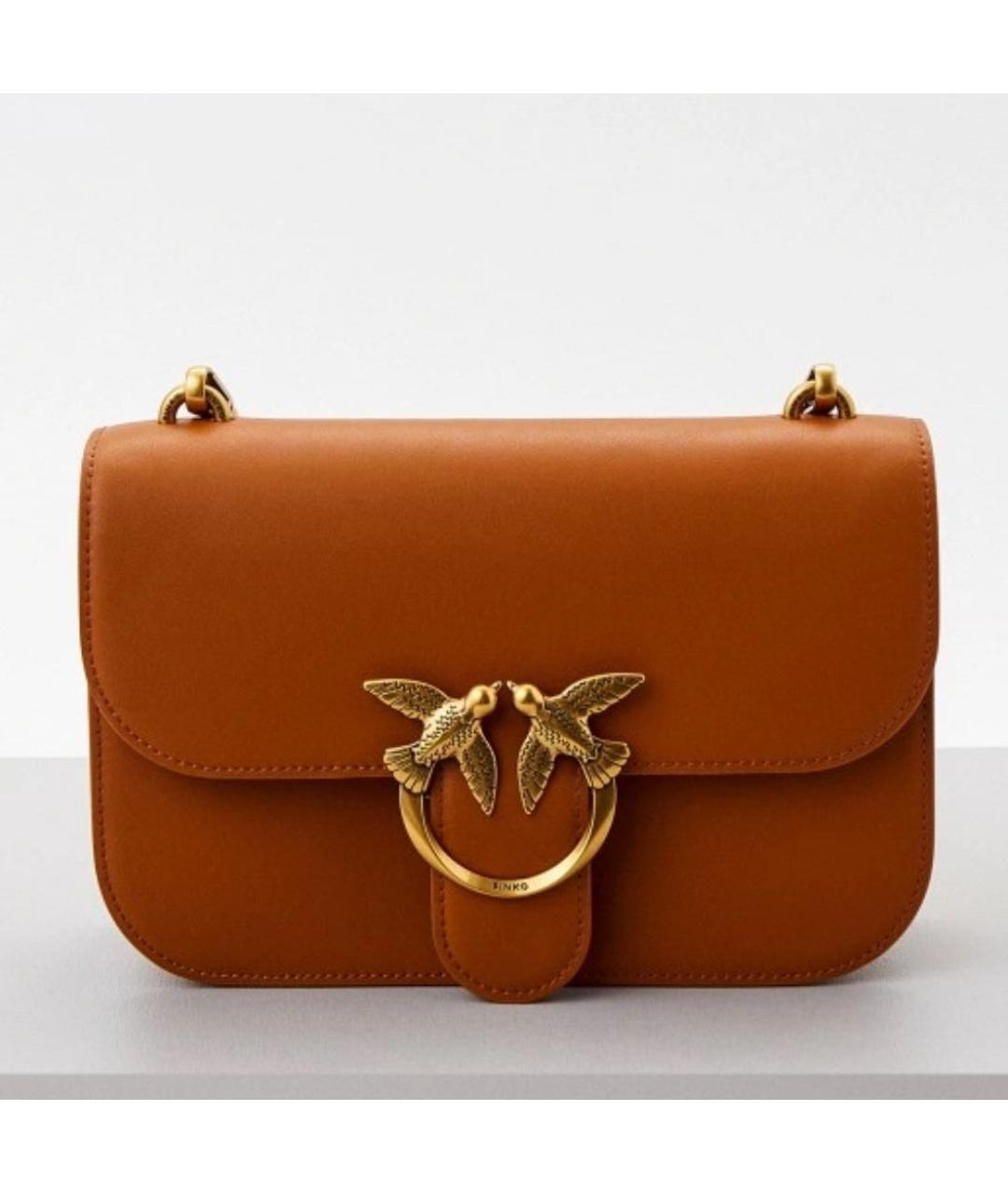PINKO Коричневая кожаная сумка через плечо, фото 7