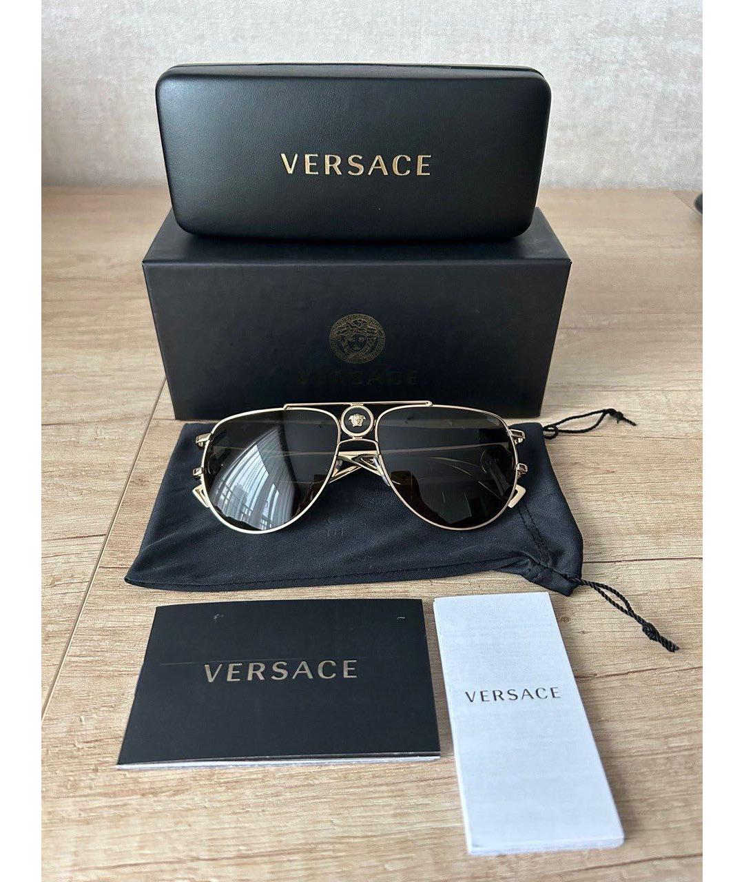 VERSACE Золотые металлические солнцезащитные очки, фото 3