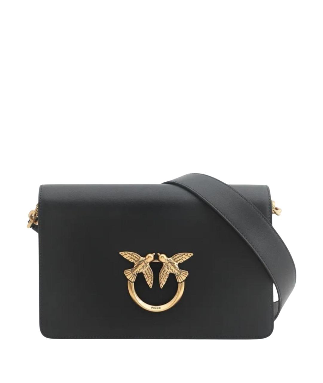 PINKO Черная кожаная сумка через плечо, фото 1