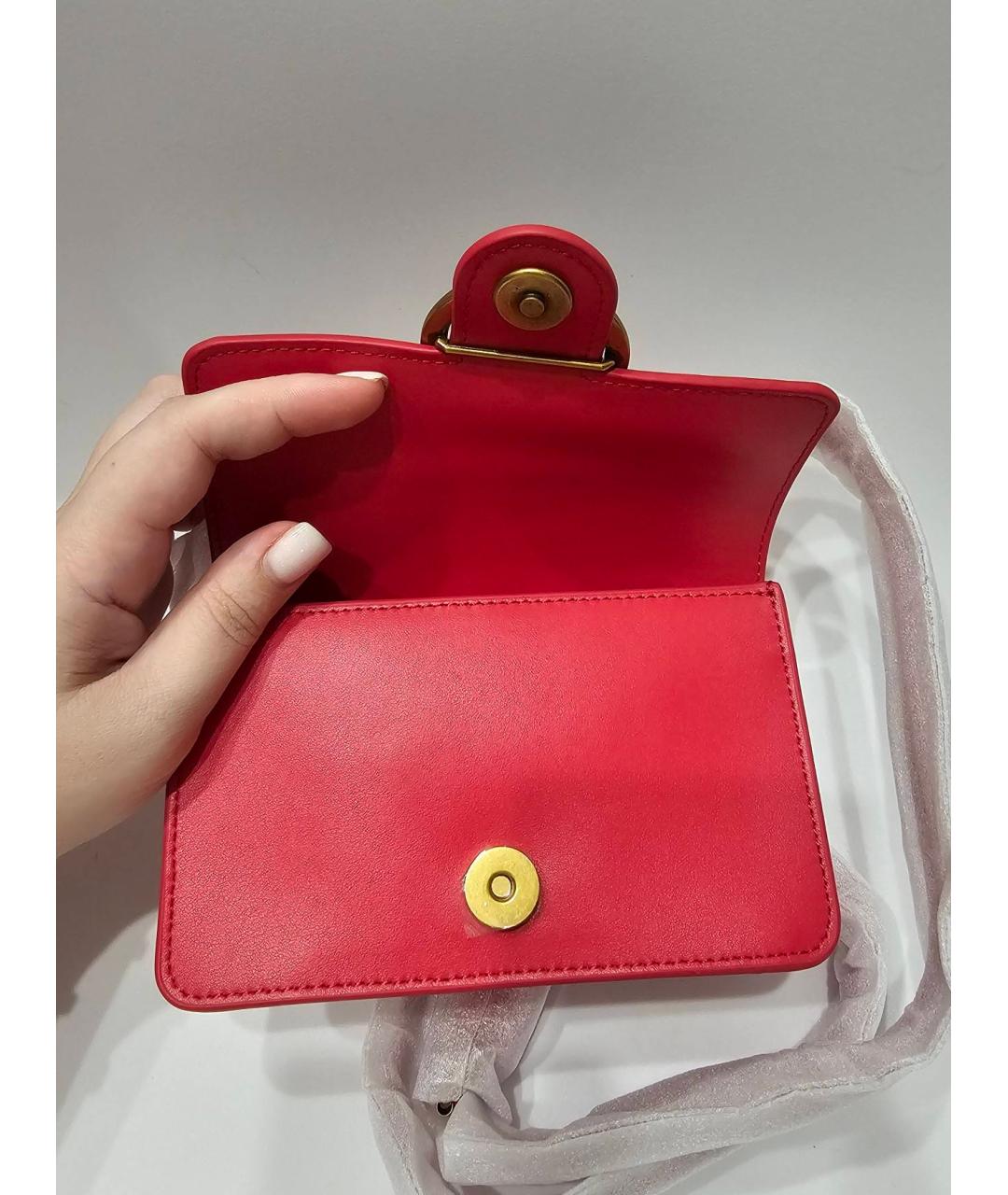 PINKO Красная кожаная сумка через плечо, фото 6