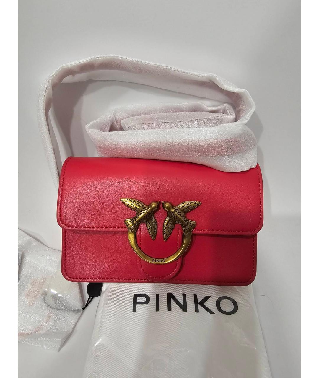 PINKO Красная кожаная сумка через плечо, фото 10