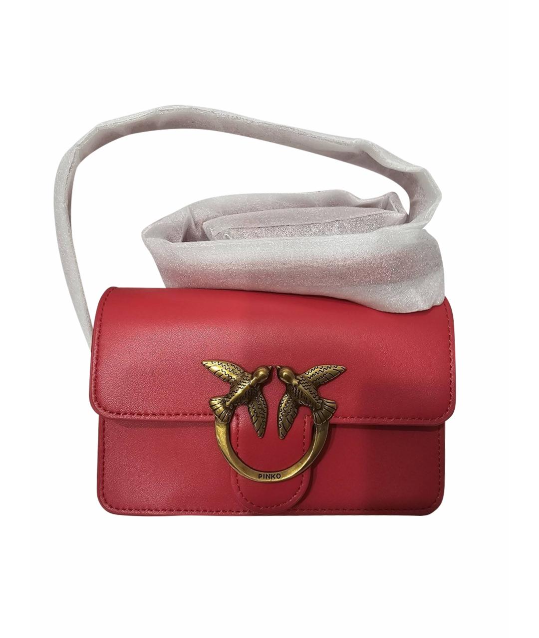 PINKO Красная кожаная сумка через плечо, фото 1