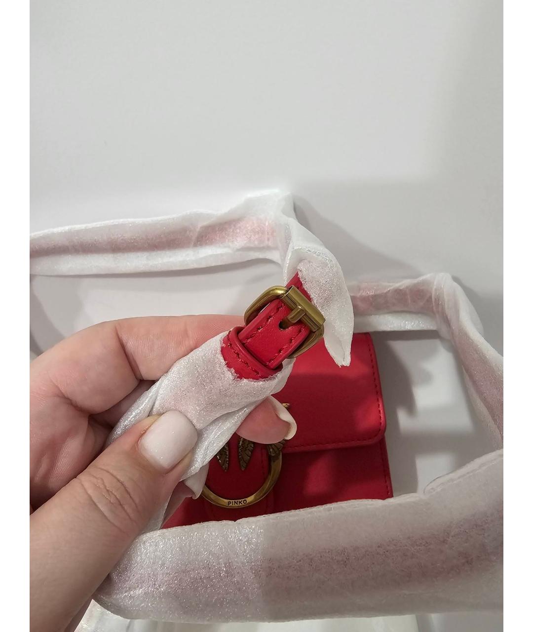 PINKO Красная кожаная сумка через плечо, фото 5