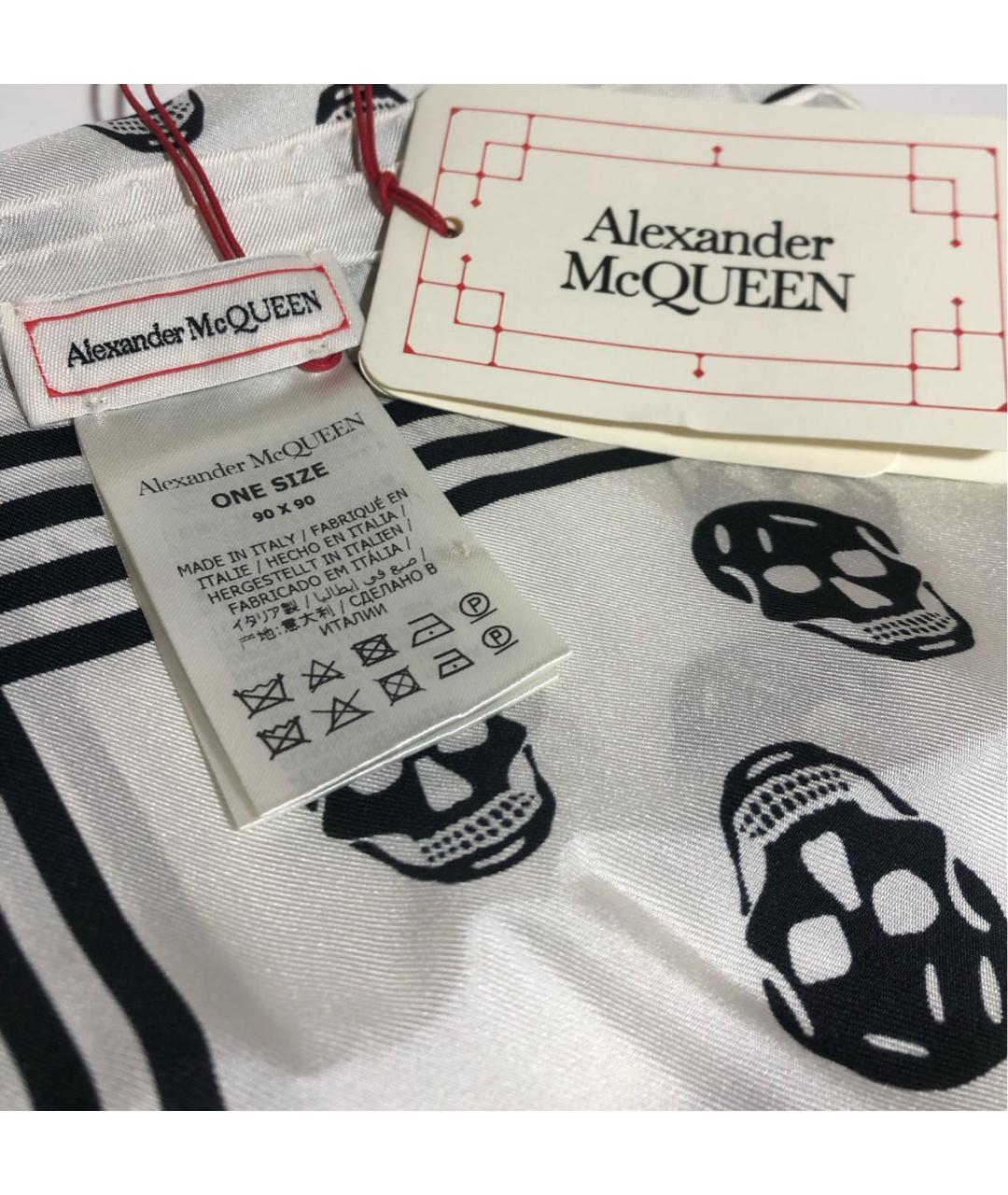 ALEXANDER MCQUEEN Белый шелковый платок, фото 3