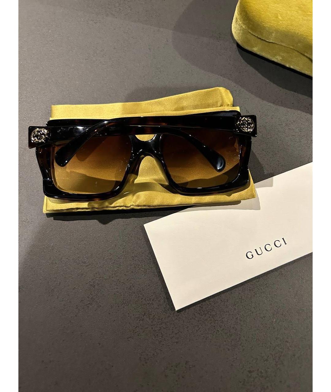 GUCCI Коричневые пластиковые солнцезащитные очки, фото 4