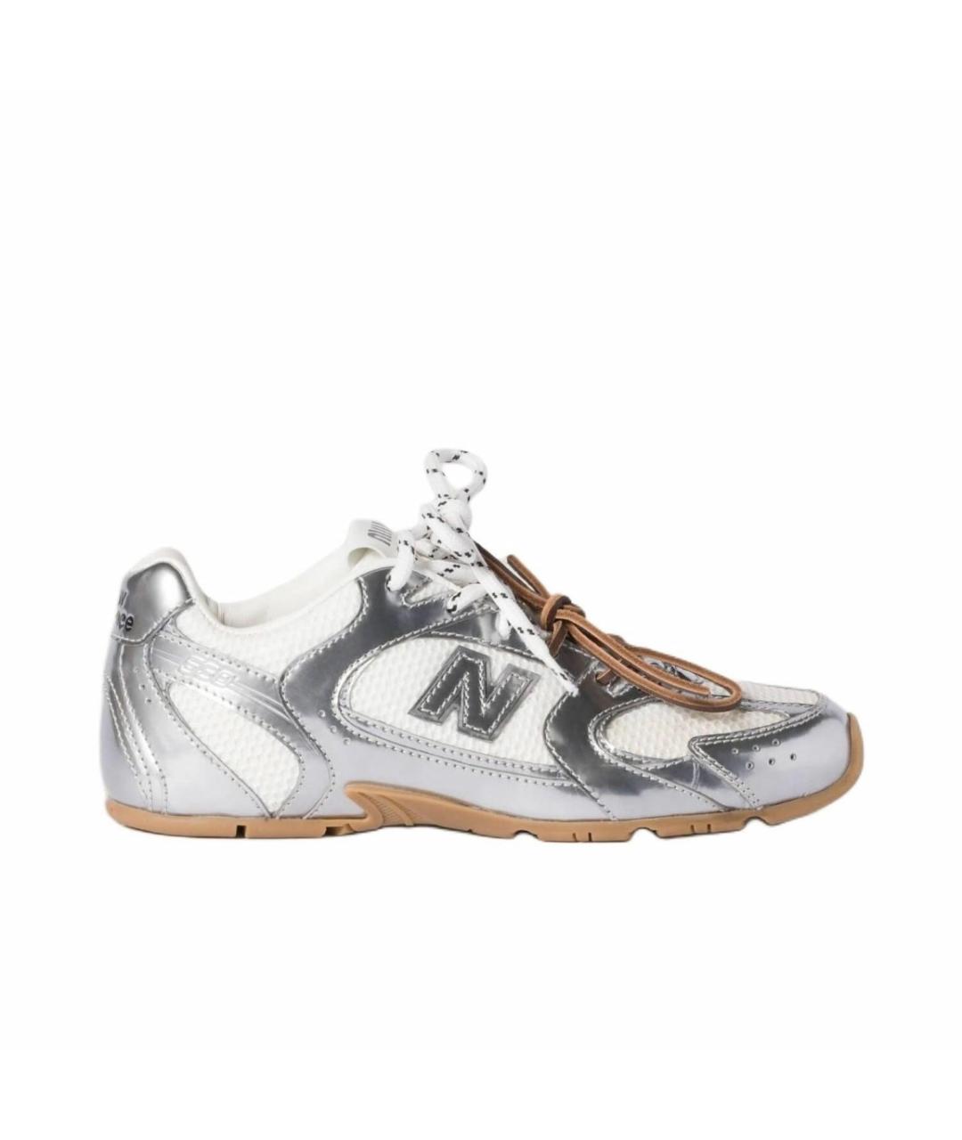 NEW BALANCE Серебряные кожаные кроссовки, фото 1