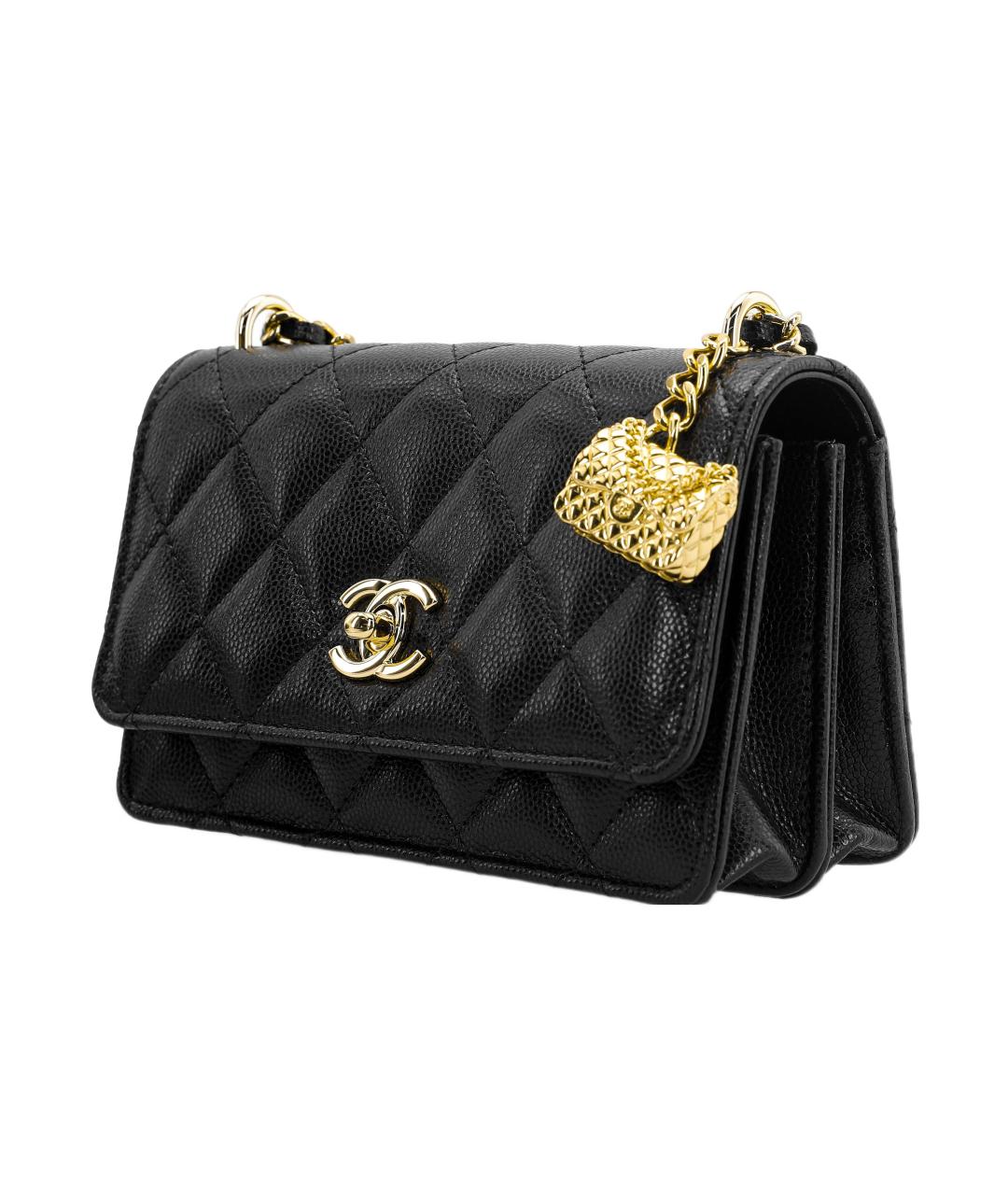 CHANEL Черная кожаная сумка через плечо, фото 2