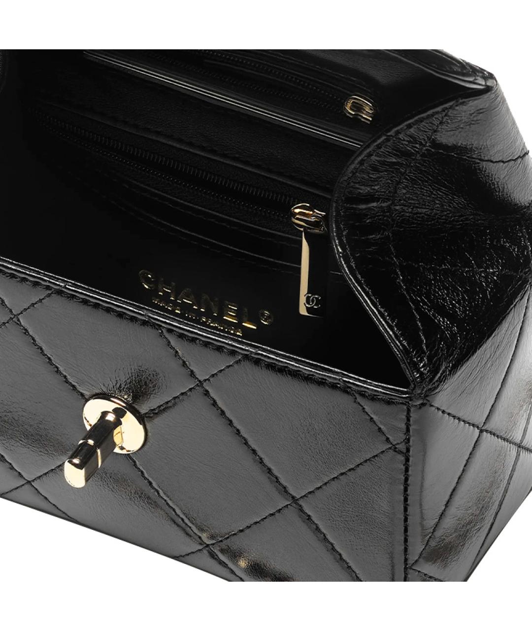 CHANEL Черная сумка через плечо из лакированной кожи, фото 4