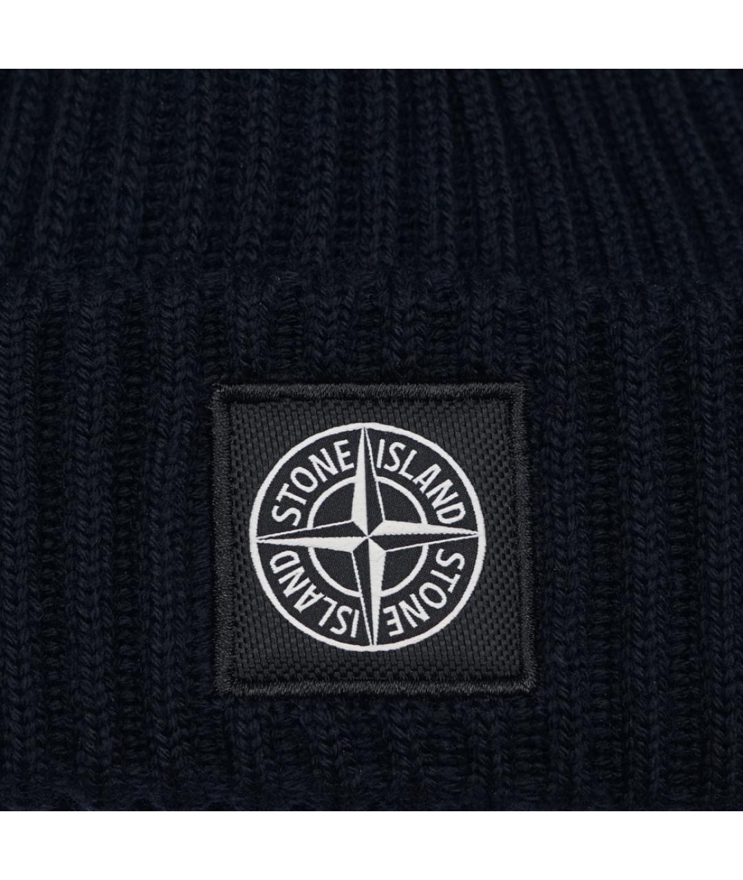 STONE ISLAND Темно-синяя шерстяная шапка, фото 2