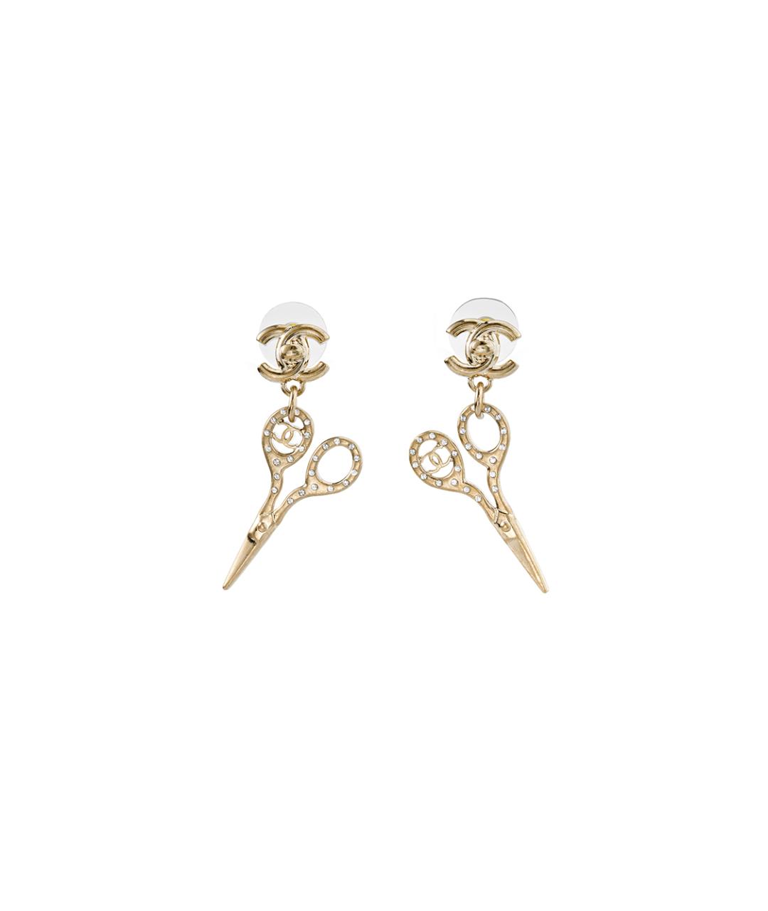 CHANEL Золотые металлические серьги, фото 2