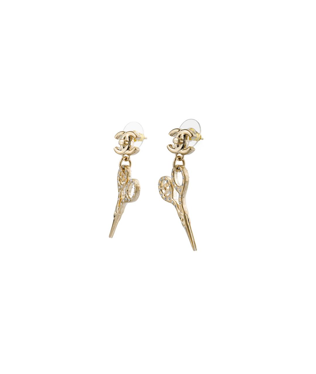 CHANEL Золотые металлические серьги, фото 3