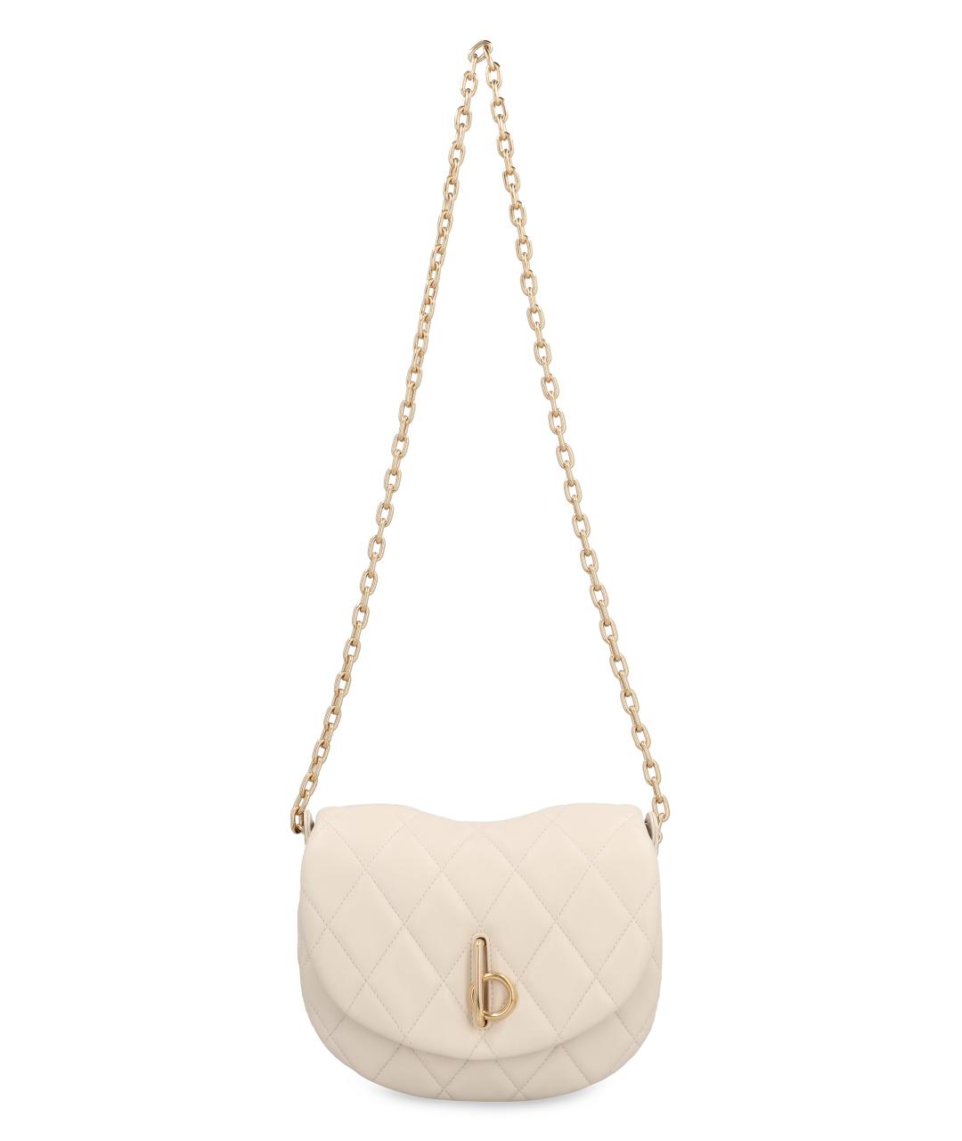 BURBERRY Бежевая кожаная сумка с короткими ручками, фото 5