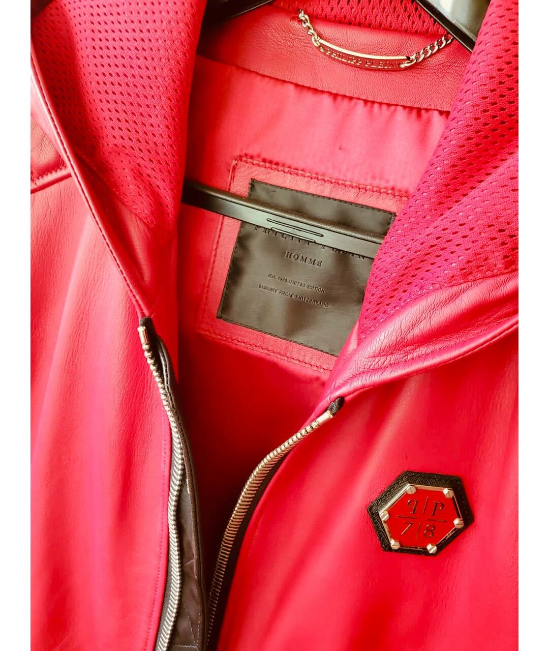 PHILIPP PLEIN Красный кожаный жилет, фото 6