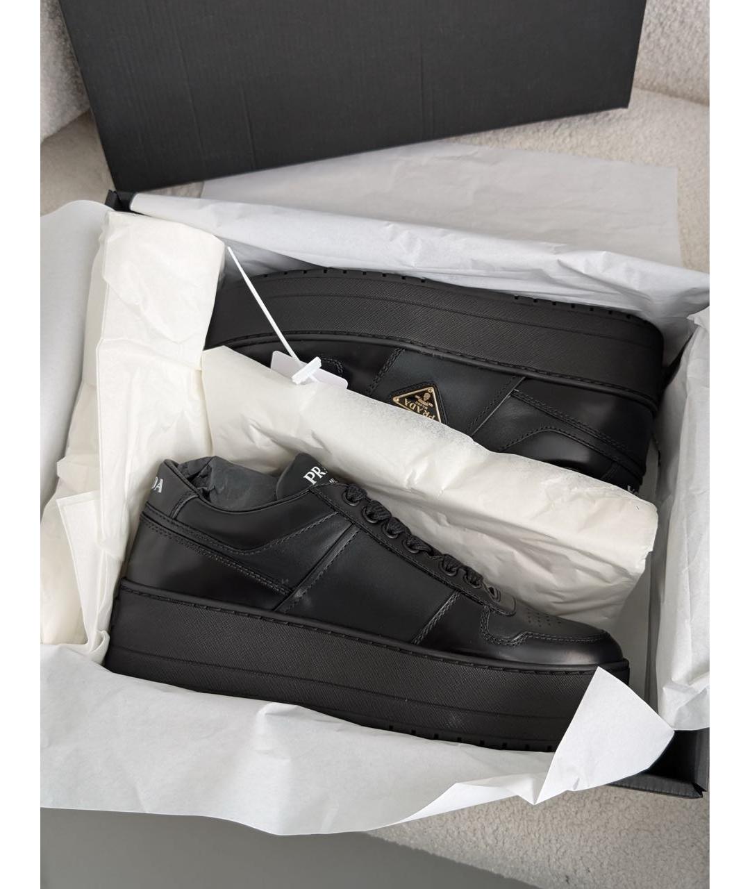 PRADA Черные кожаные кеды, фото 4