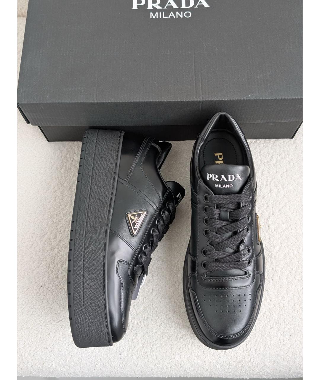 PRADA Черные кожаные кеды, фото 3