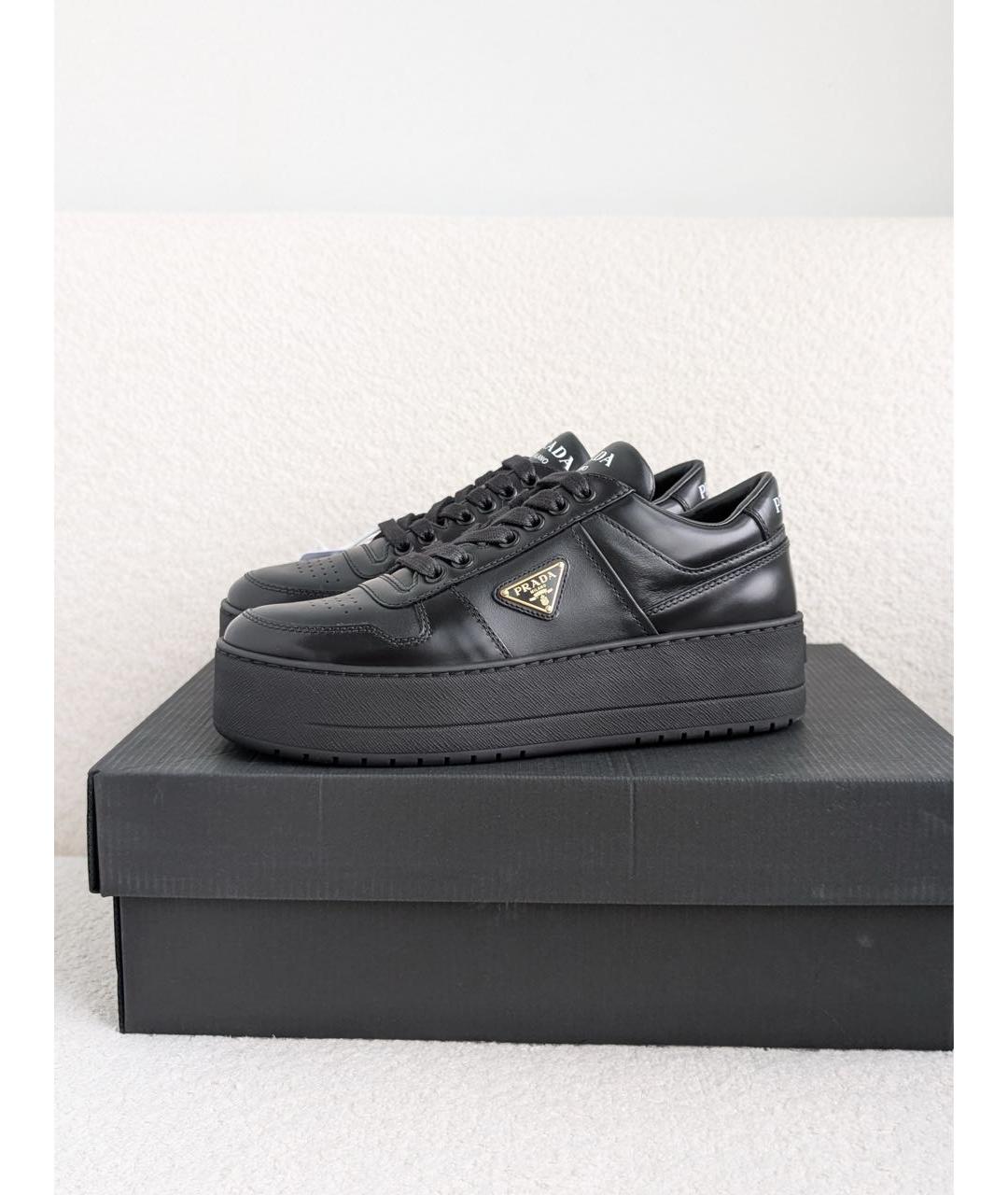 PRADA Черные кожаные кеды, фото 2