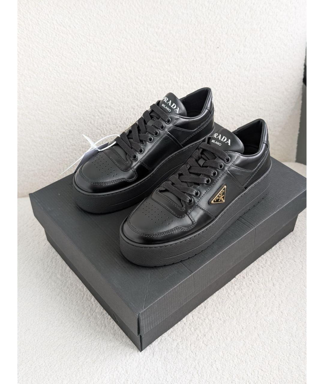 PRADA Черные кожаные кеды, фото 5