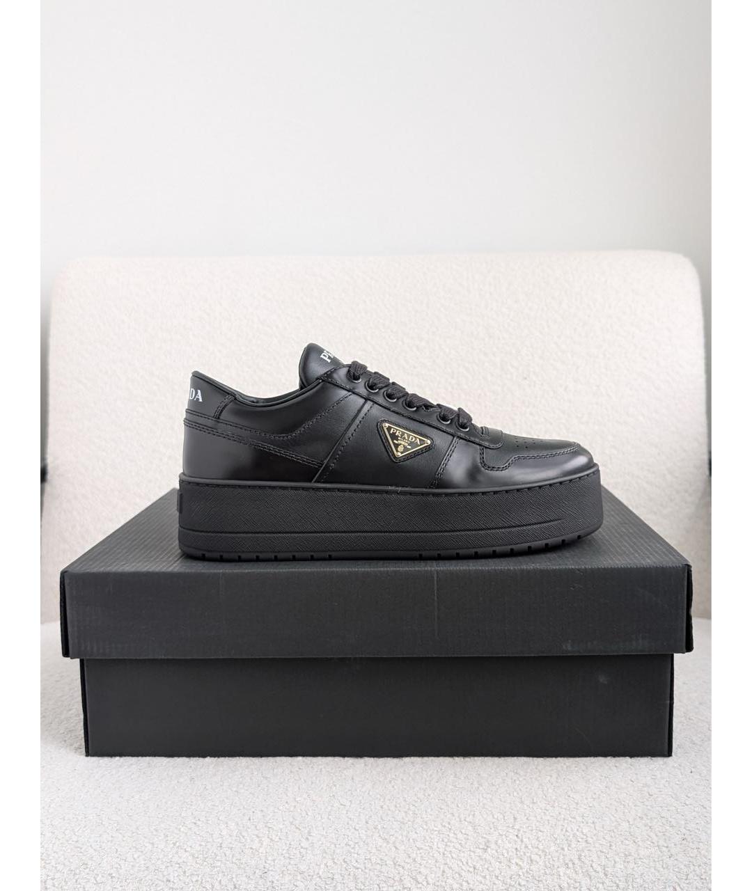 PRADA Черные кожаные кеды, фото 9