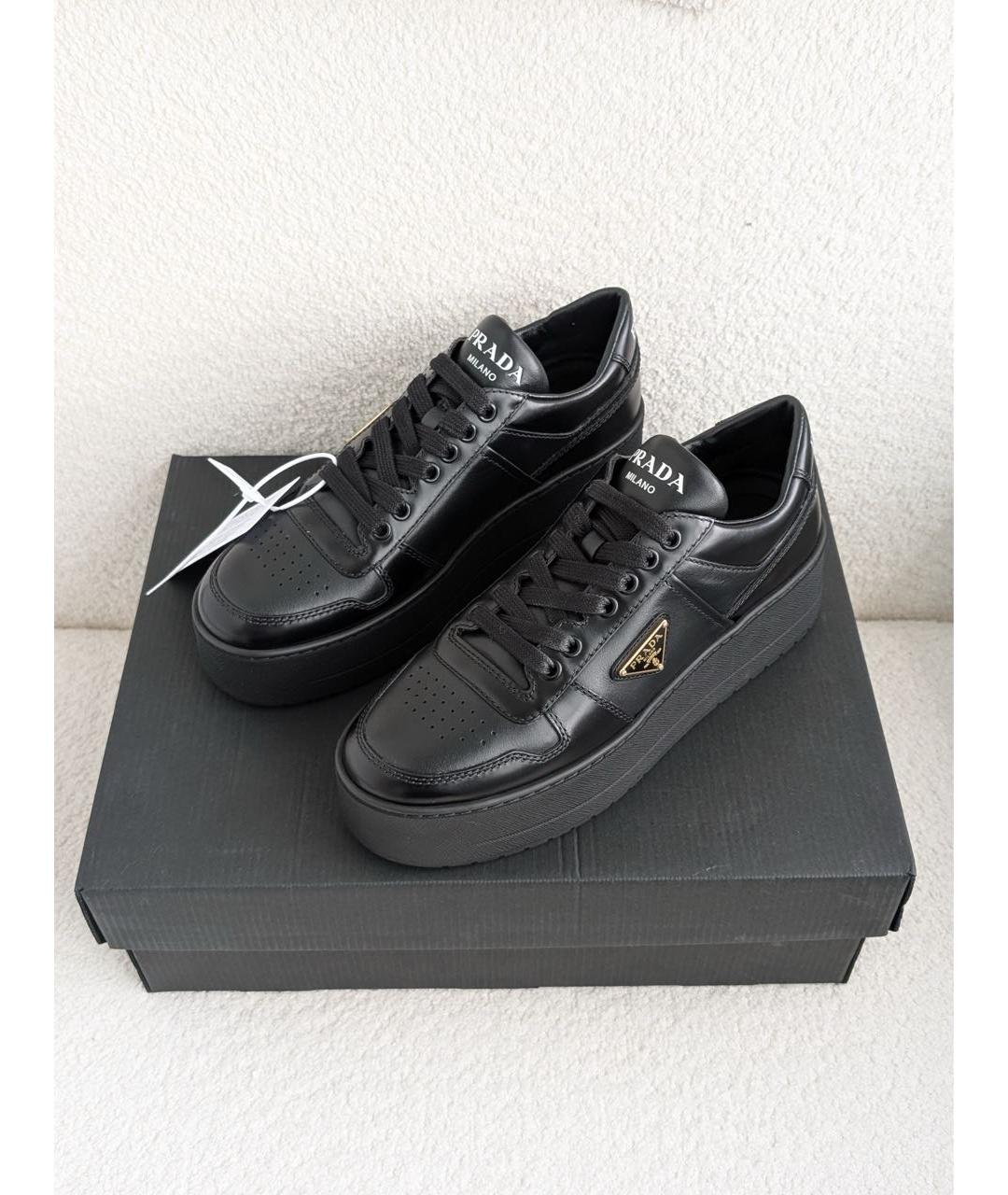 PRADA Черные кожаные кеды, фото 6