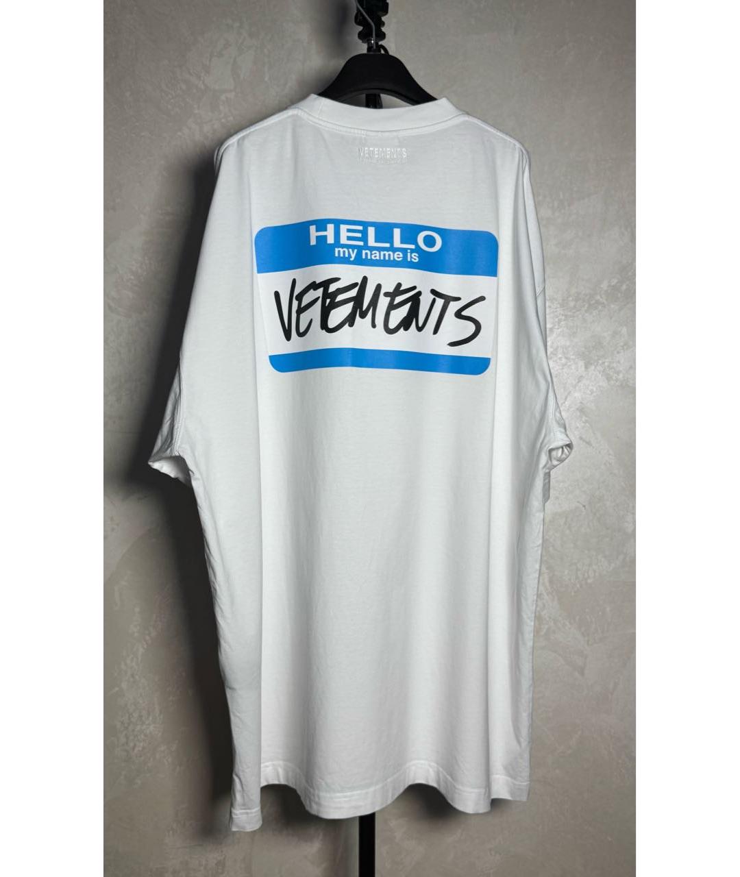 VETEMENTS Белая хлопко-эластановая футболка, фото 2