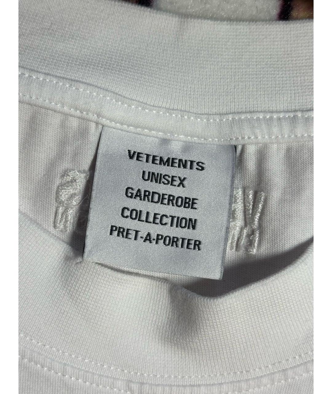 VETEMENTS Белая хлопко-эластановая футболка, фото 5