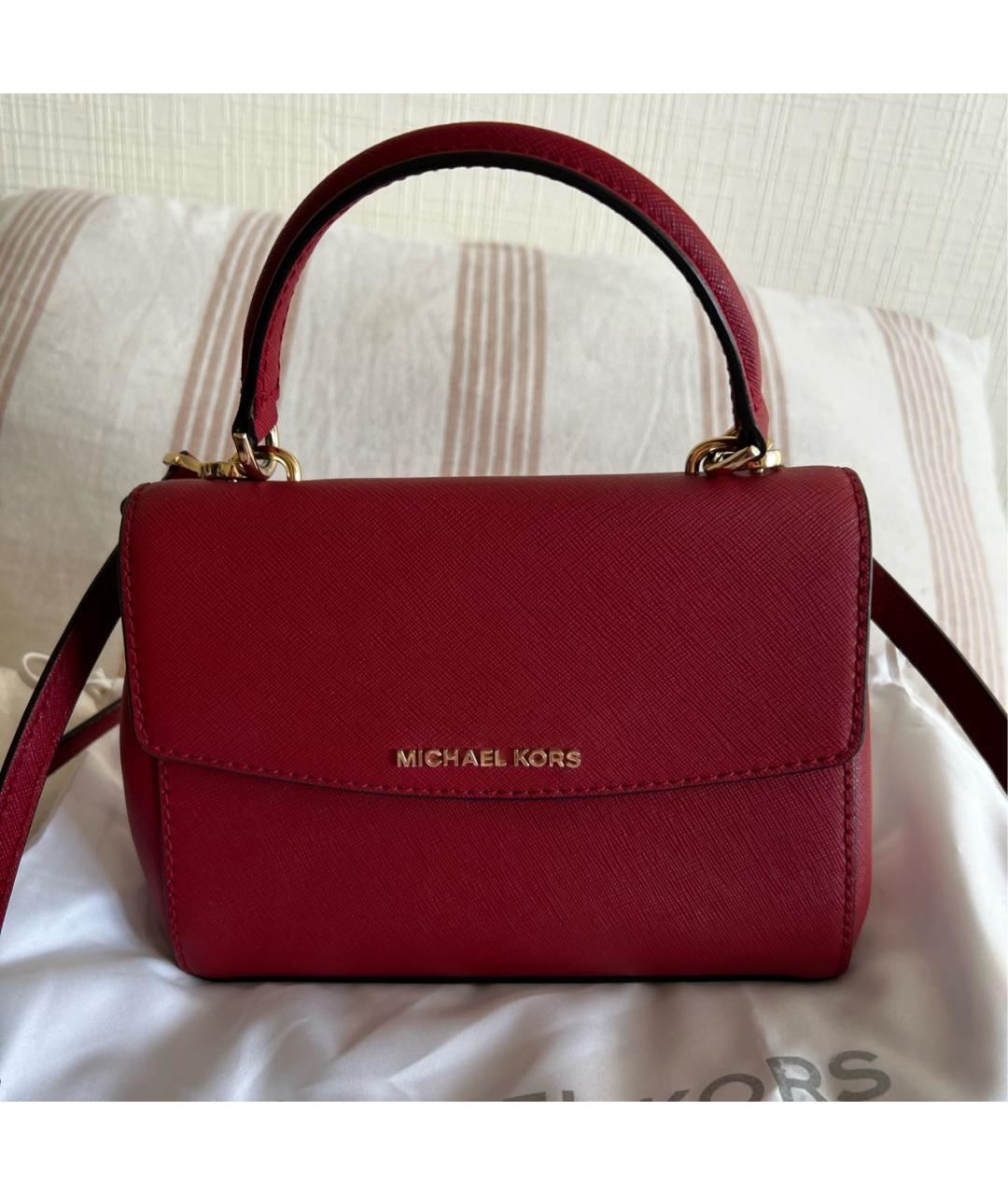 MICHAEL KORS Красная кожаная сумка с короткими ручками, фото 5
