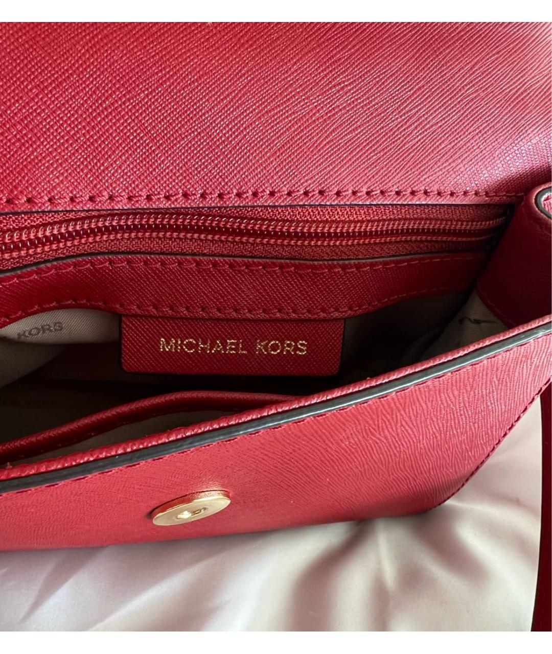 MICHAEL KORS Красная кожаная сумка с короткими ручками, фото 4