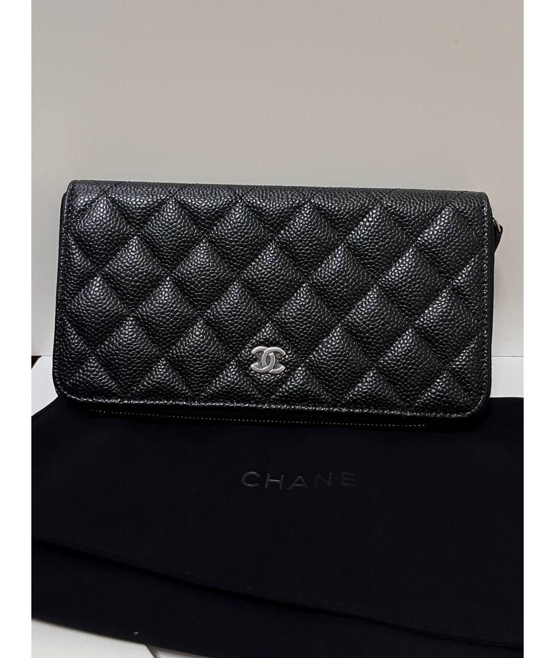 CHANEL Черный кожаный кошелек, фото 5