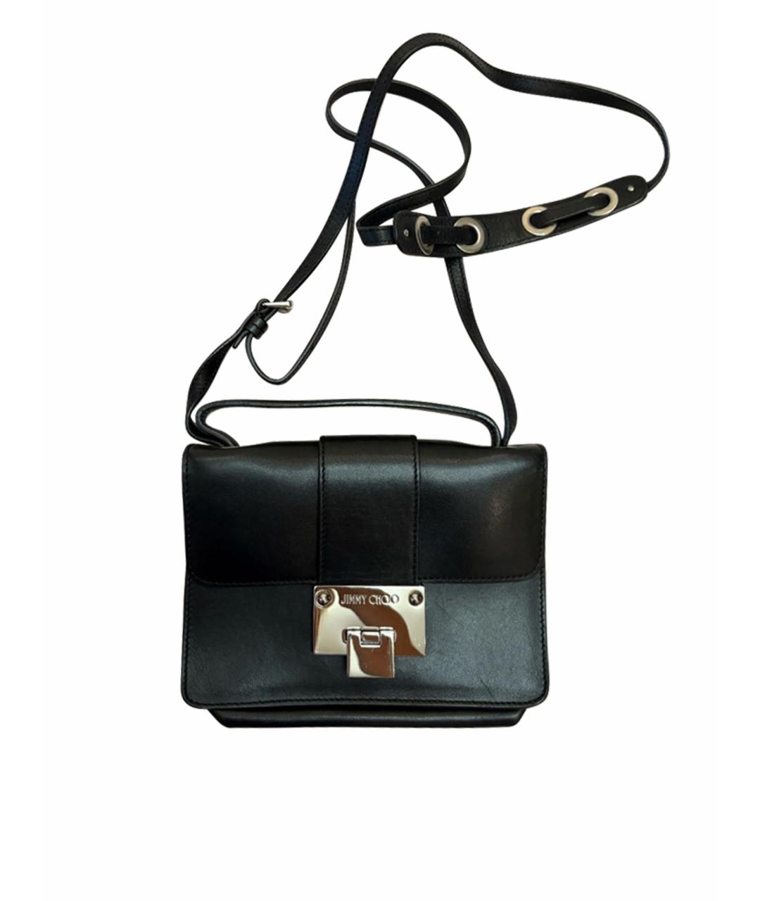 JIMMY CHOO Черная кожаная сумка через плечо, фото 1