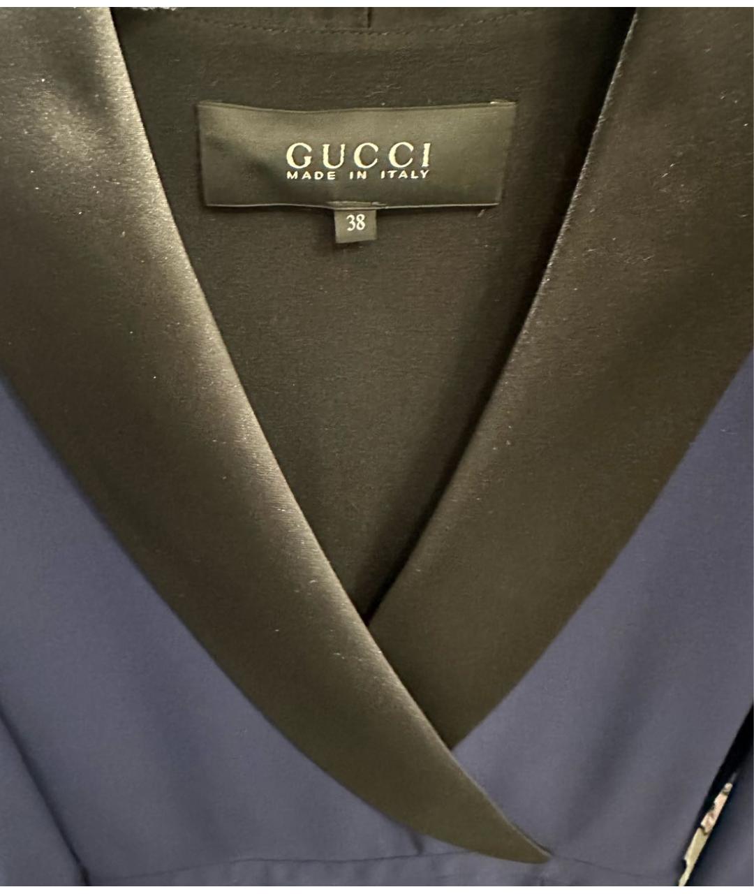 GUCCI Темно-синее шелковое повседневное платье, фото 3