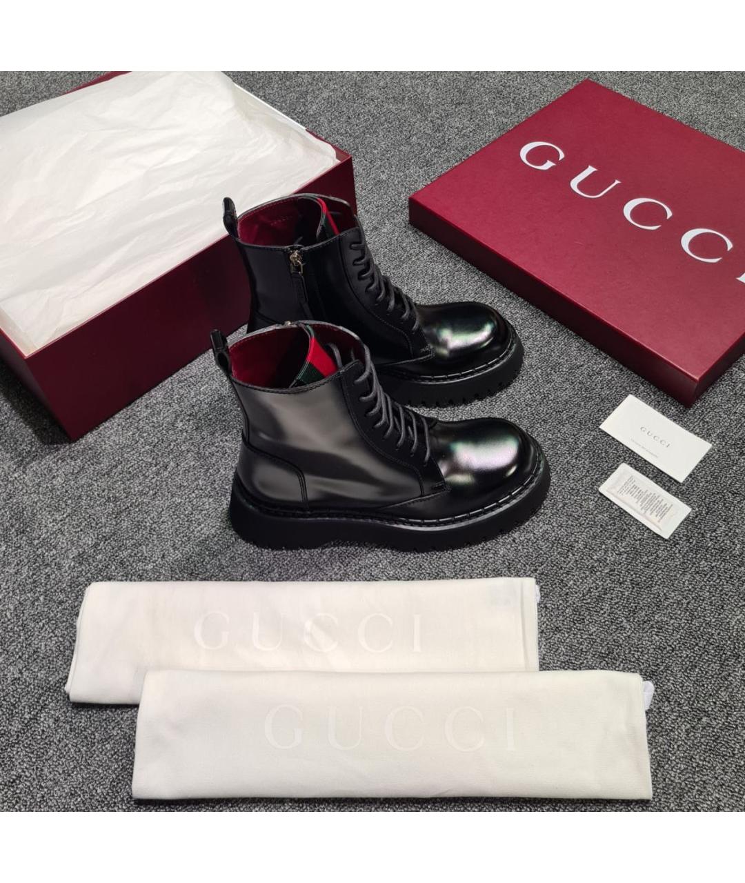 GUCCI Черные кожаные полусапоги, фото 3