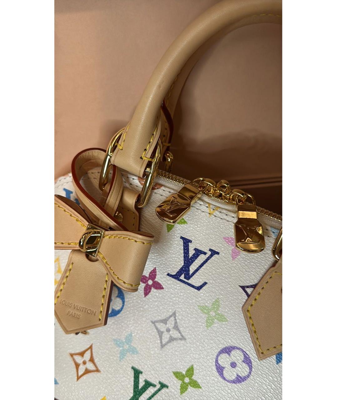 LOUIS VUITTON Белая кожаная сумка с короткими ручками, фото 5
