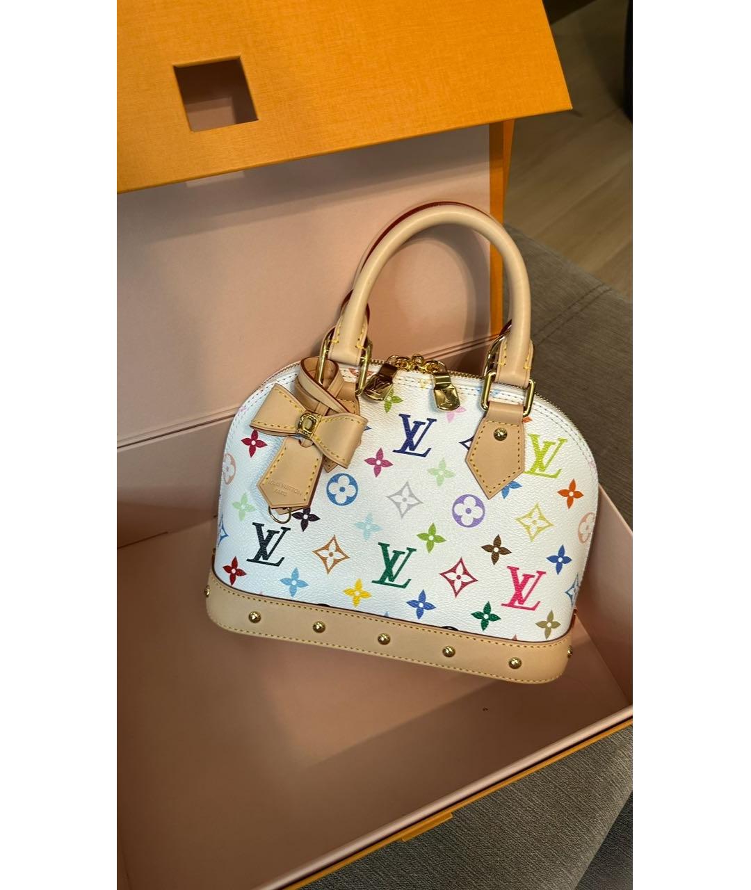 LOUIS VUITTON Белая кожаная сумка с короткими ручками, фото 4