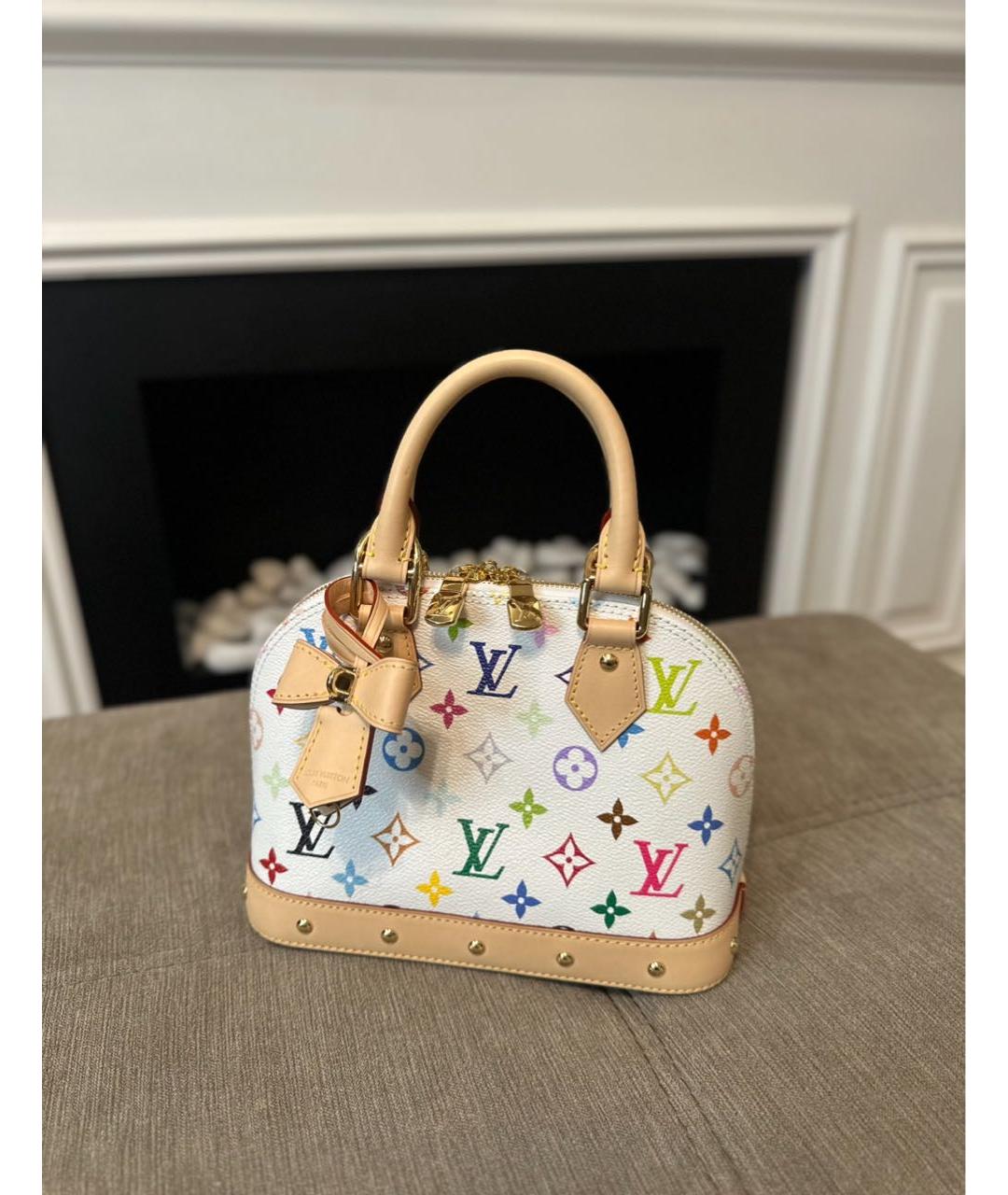 LOUIS VUITTON Белая кожаная сумка с короткими ручками, фото 2