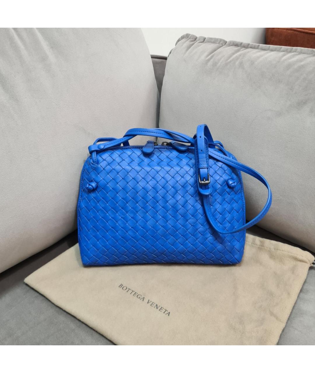 BOTTEGA VENETA Синяя кожаная сумка через плечо, фото 2