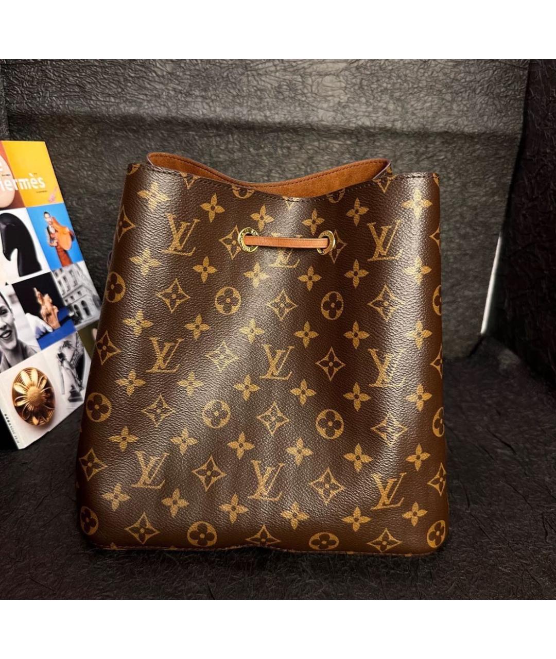 LOUIS VUITTON Коричневая кожаная сумка тоут, фото 2