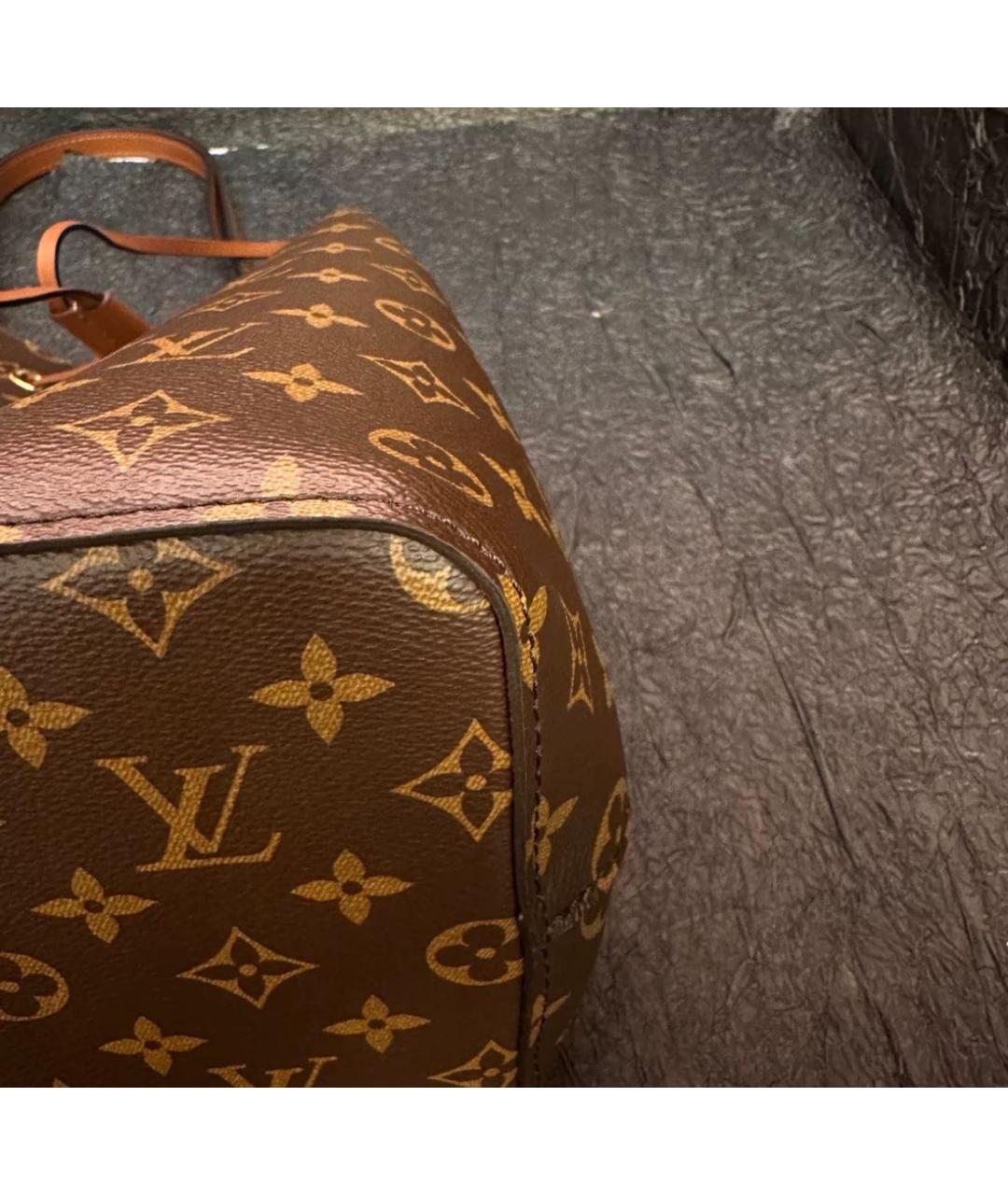 LOUIS VUITTON Коричневая кожаная сумка тоут, фото 6