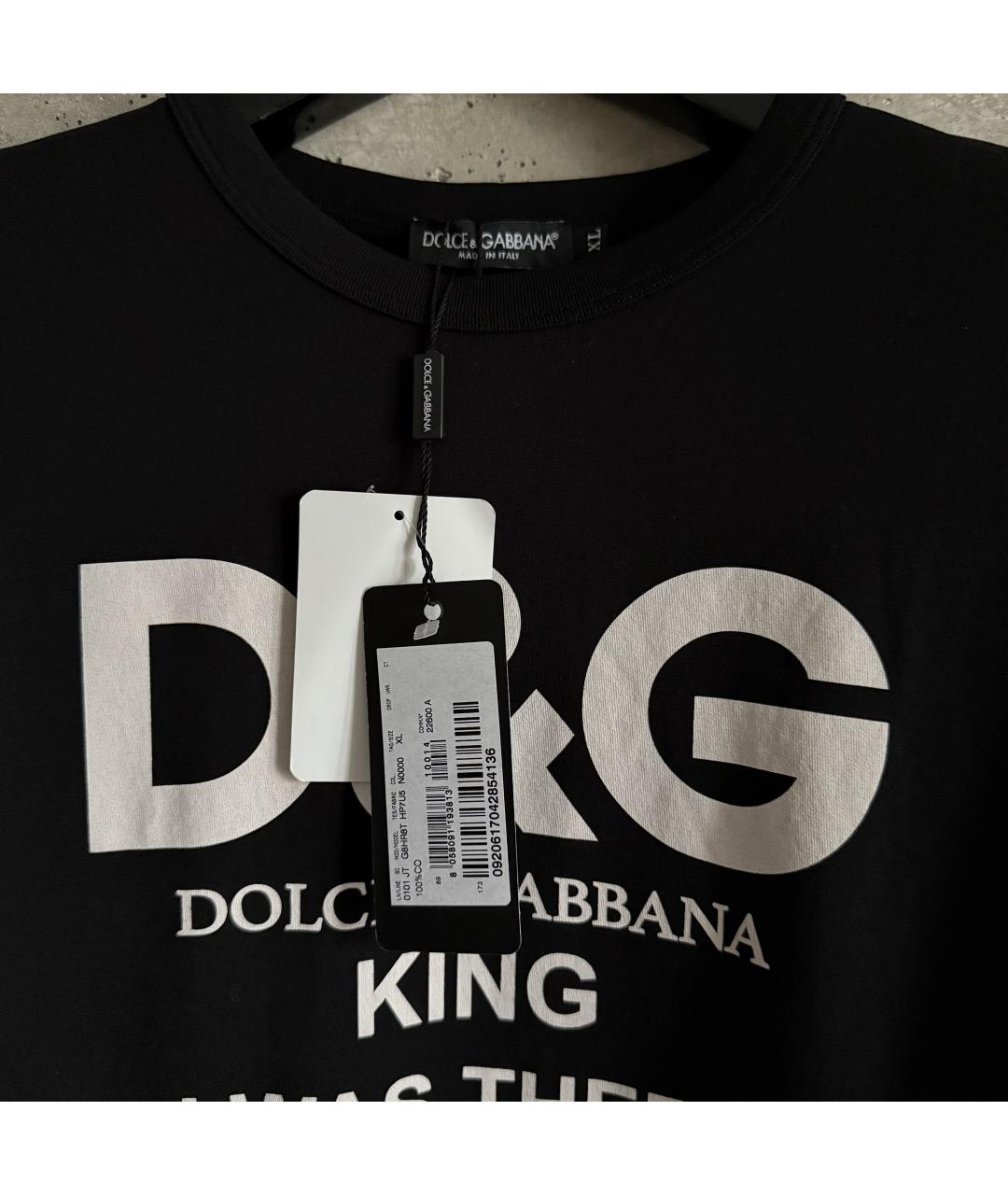 DOLCE&GABBANA Черная хлопковая футболка, фото 3