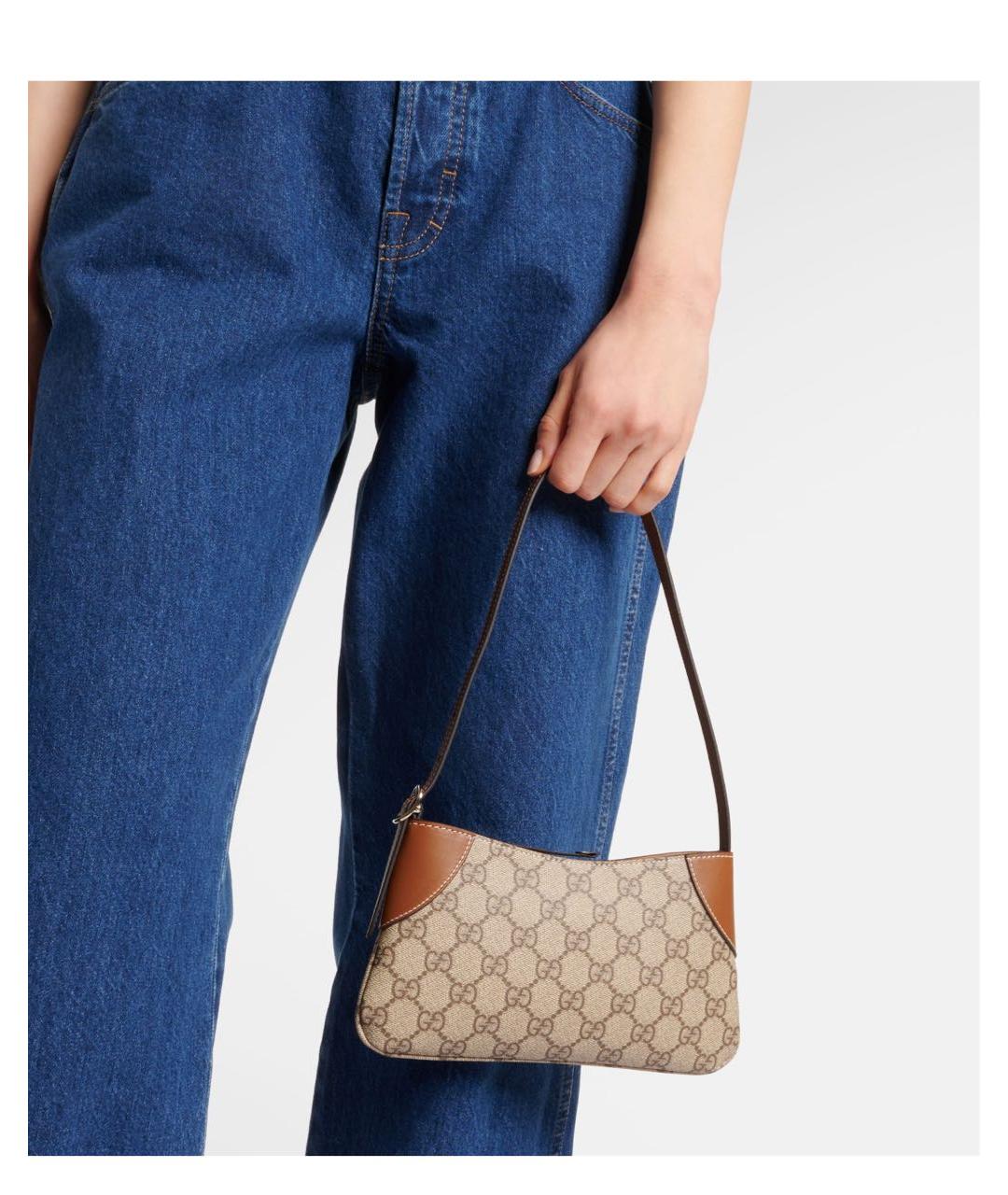 GUCCI Коричневая кожаная сумка через плечо, фото 2
