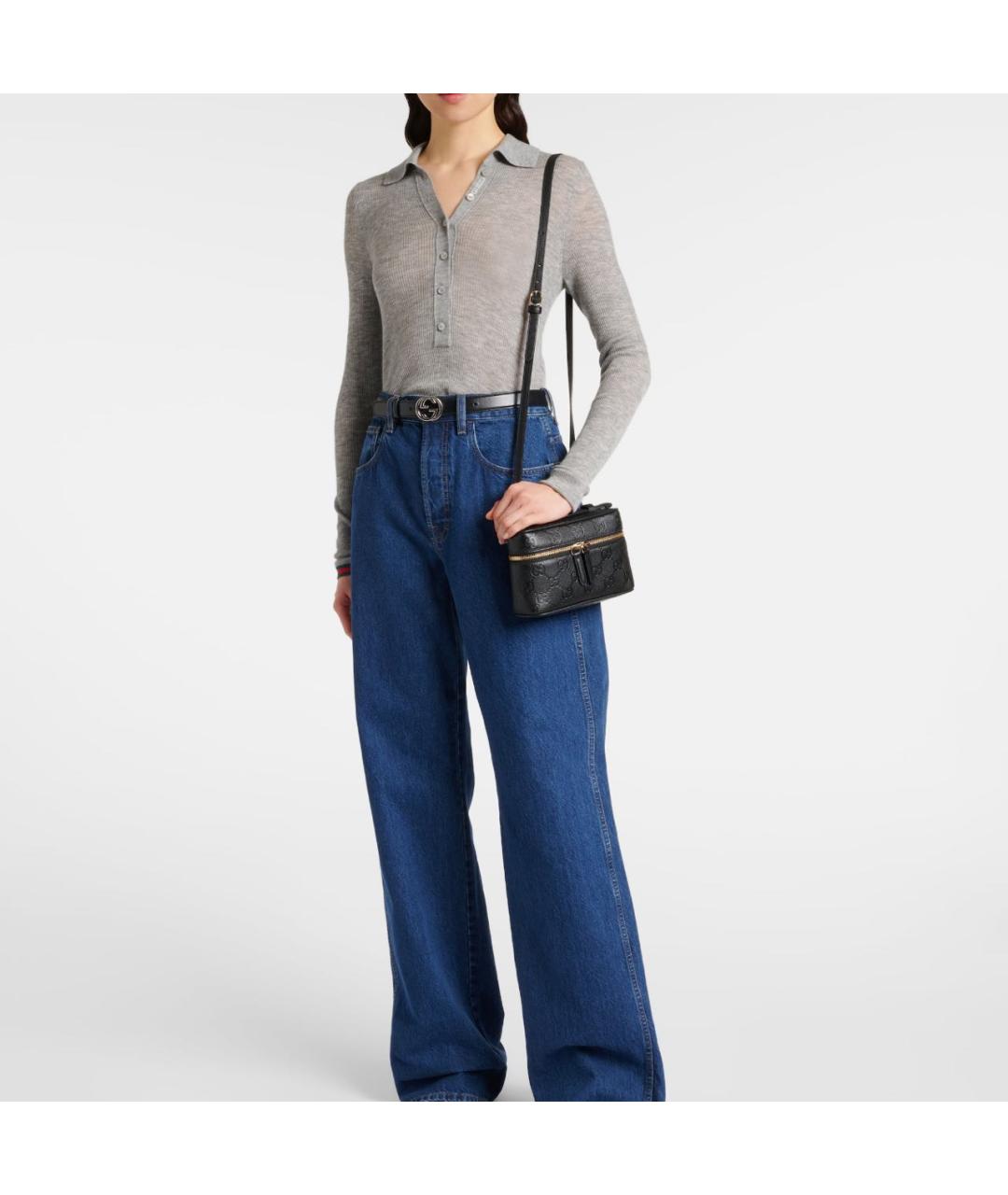 GUCCI Черная кожаная сумка с короткими ручками, фото 2